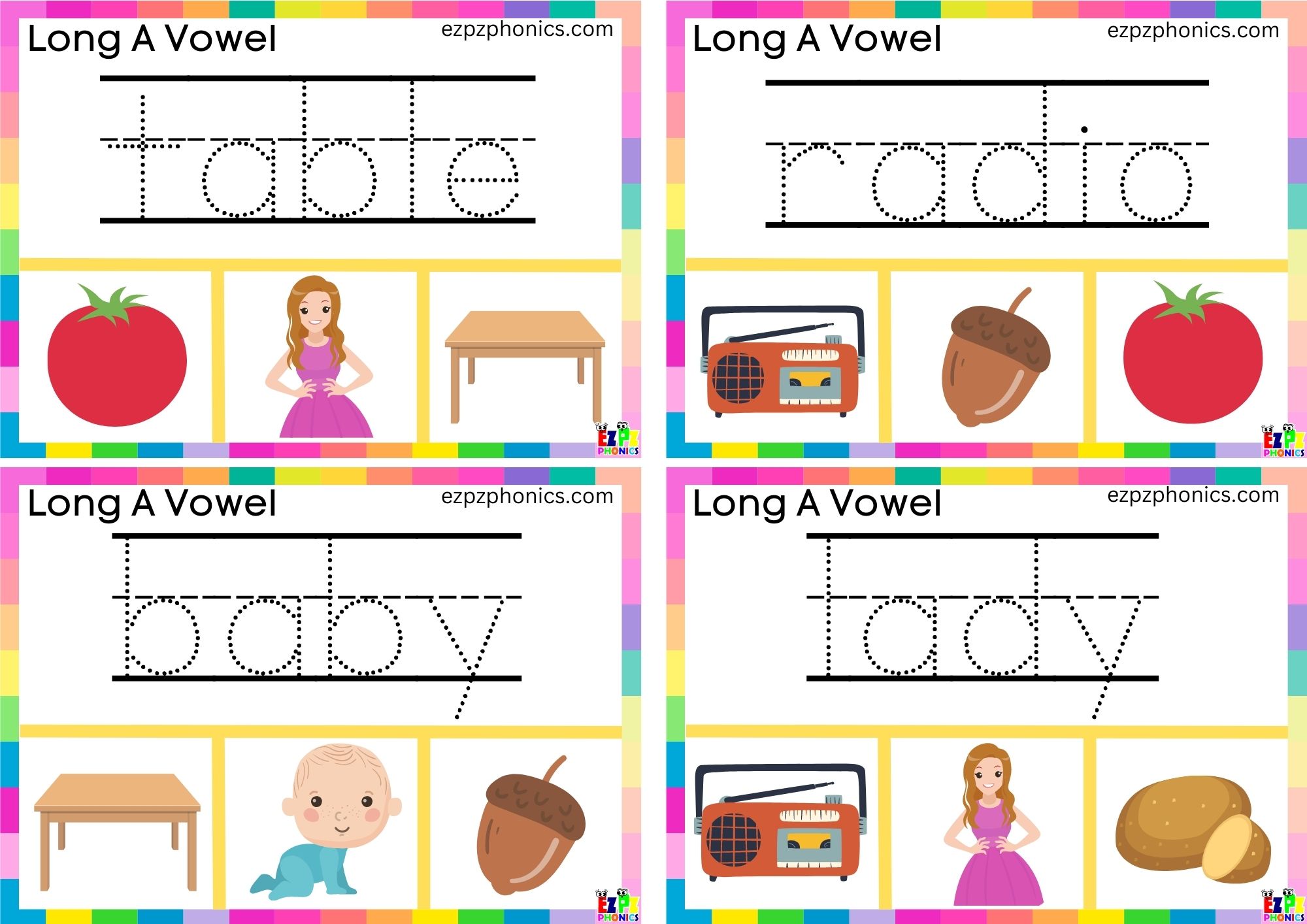 Write the word and clip the image Clip cards for long a vowel a words group 1